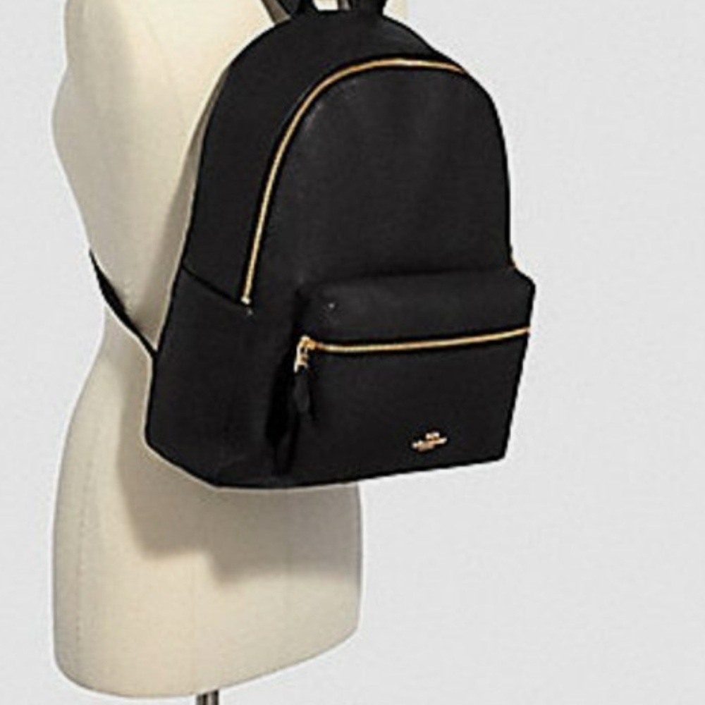 Coach 29004 Charlie Pebble Letter Black Backpack - Picture 3 of 16